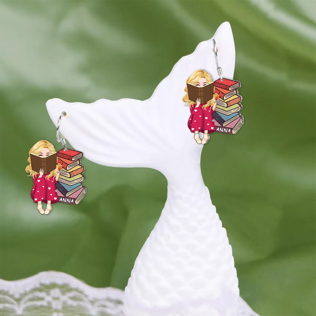 Custom Portrait Earrings For Book Lovers - Personalized Book Earrings