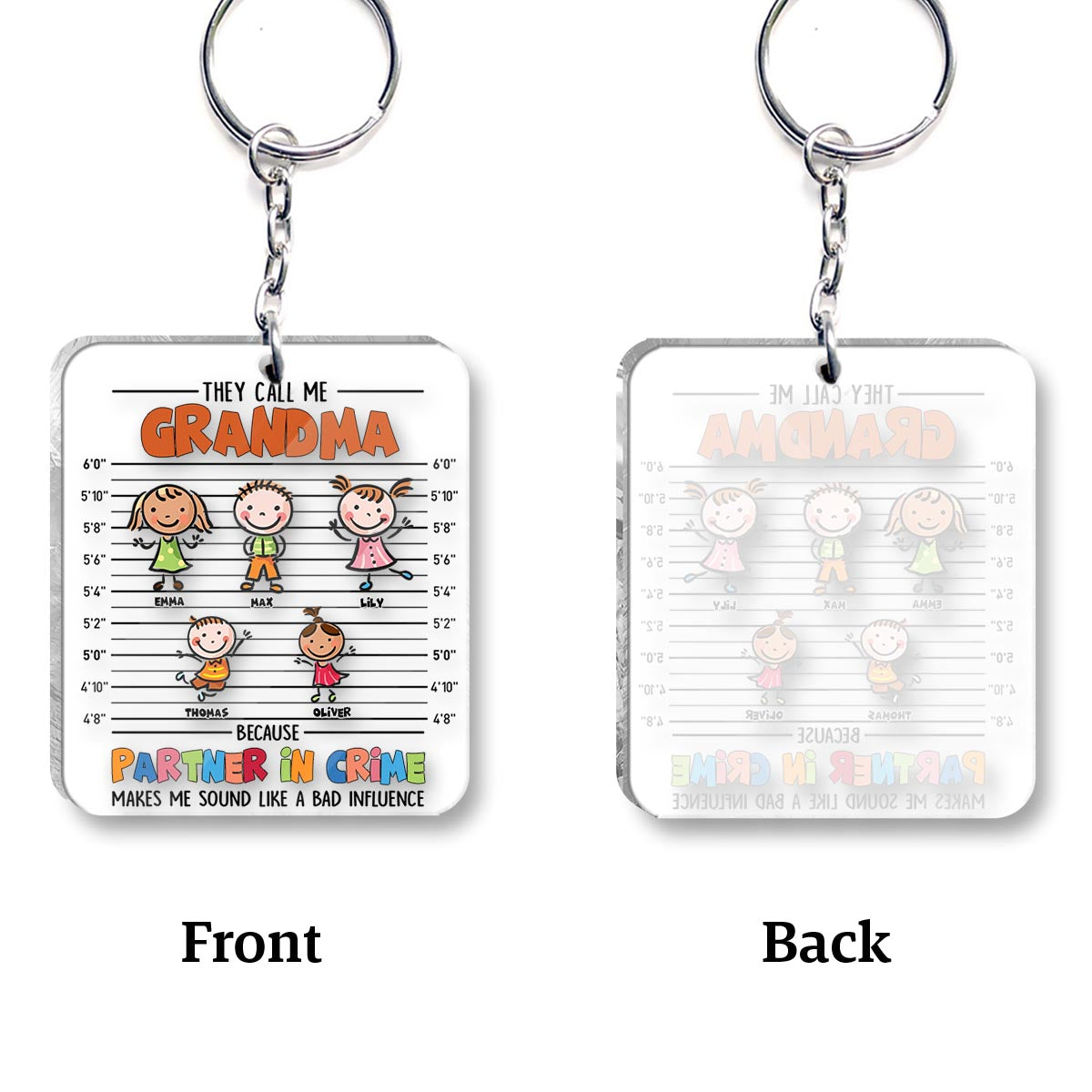 Partner In Crime - Gift for grandpa, grandma, mom, dad, uncle, aunt, brother, sister - Personalized Keychain