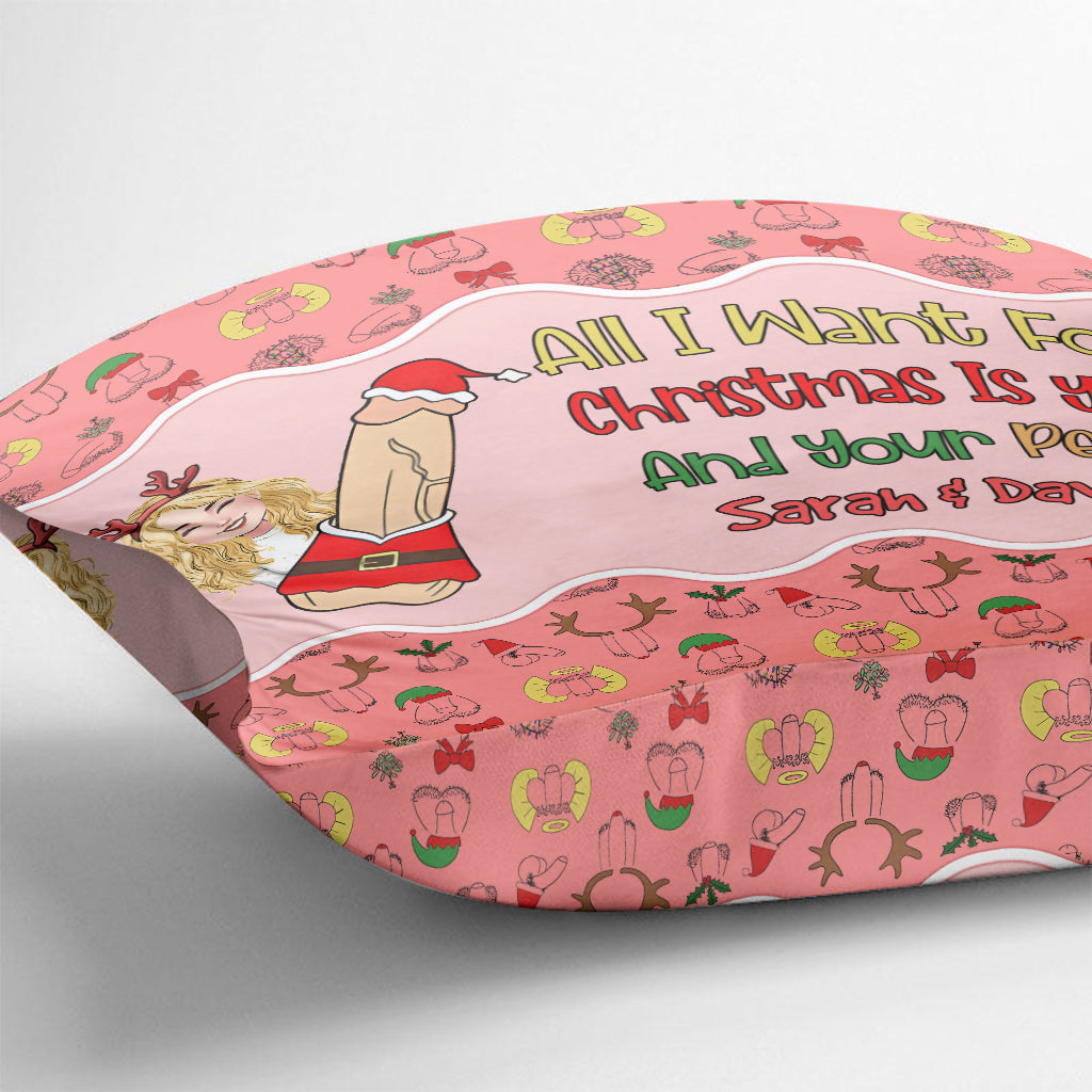 All I Want For Christmas - Personalized Couple Throw Pillow