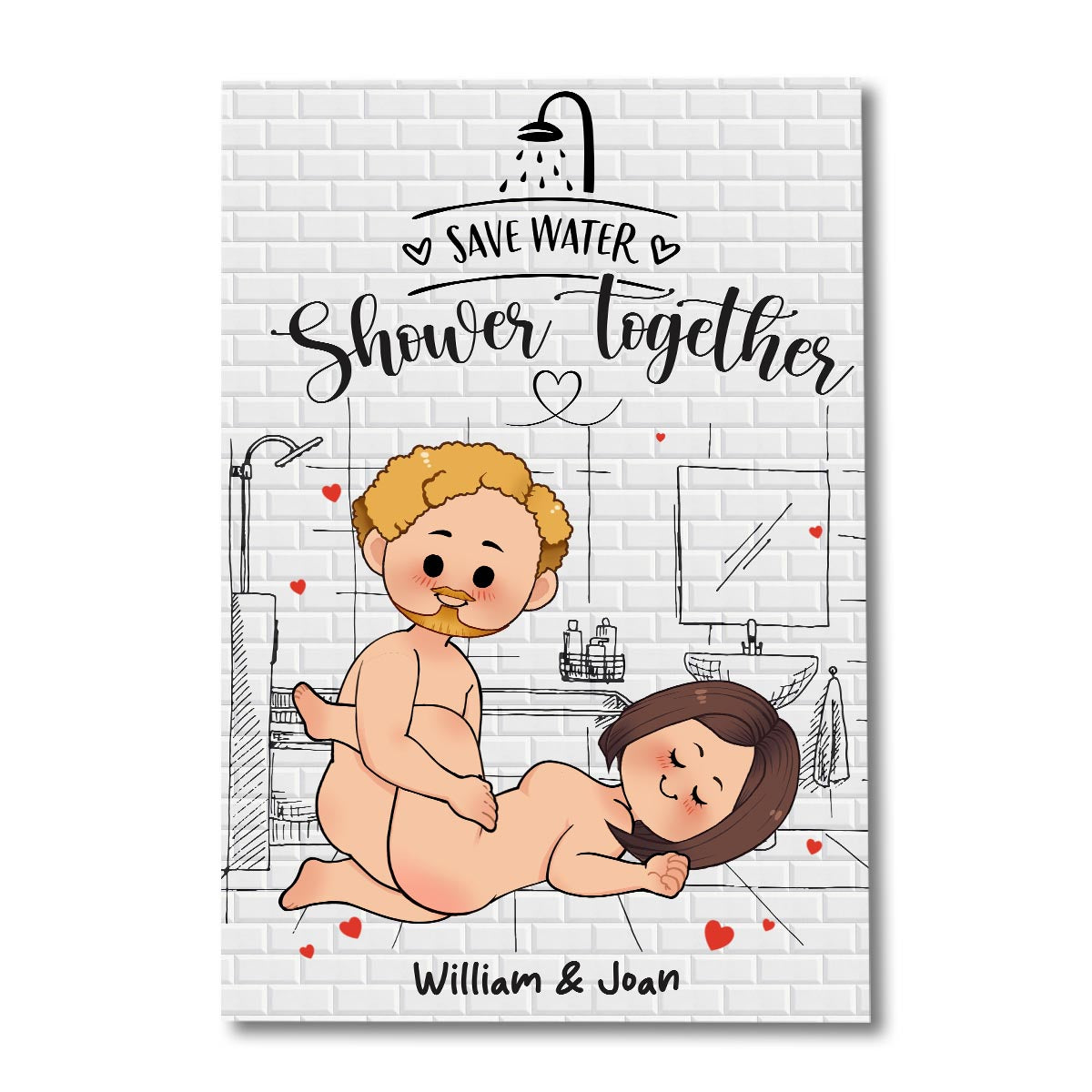 Save Water Shower Together - Personalized Couple Canvas And Poster