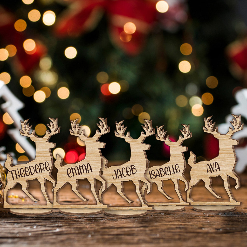 Reindeer Family - Personalized Family Freestanding Wood Plaque