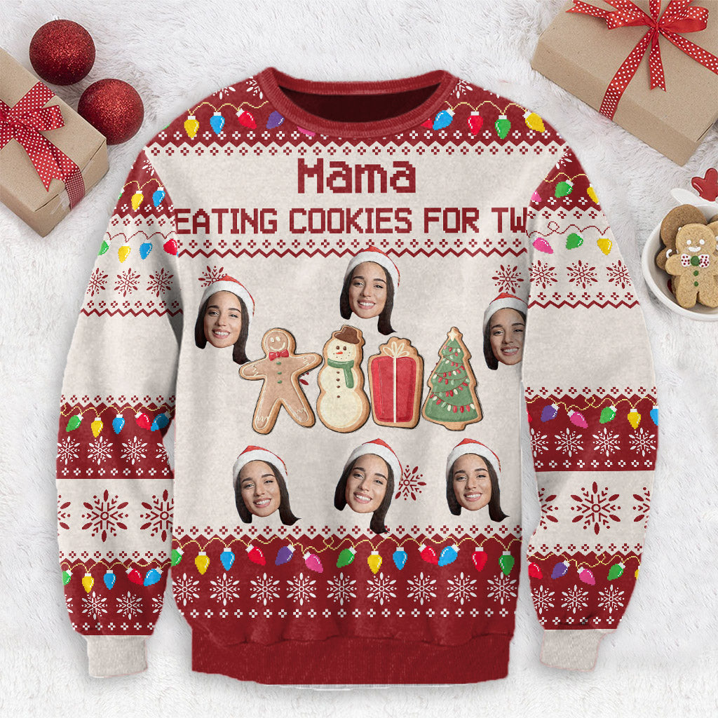 Eating Cookies For Two - Personalized Pregnancy Ugly Sweater