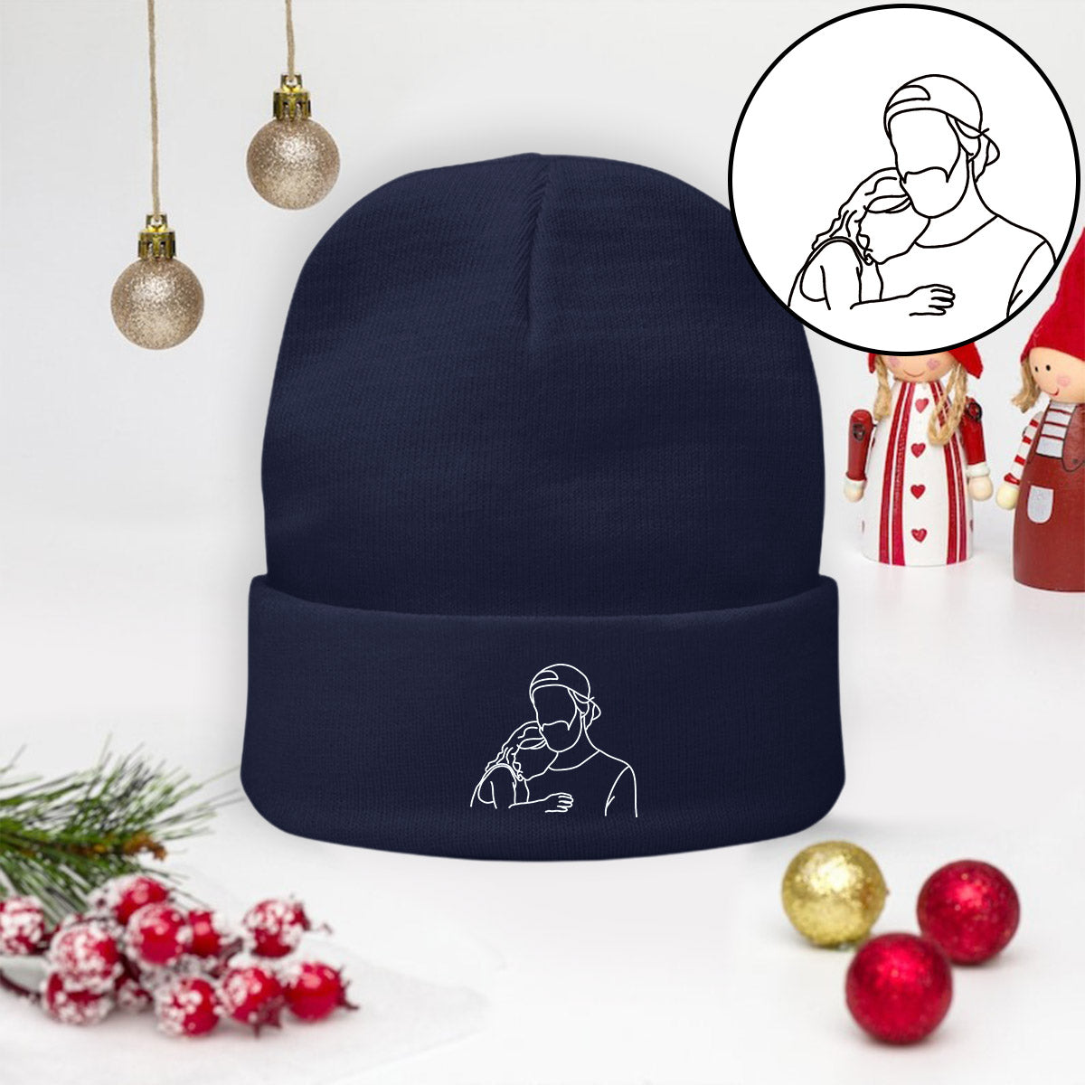 Custom Photo - Personalized Father Embroidered Beanie