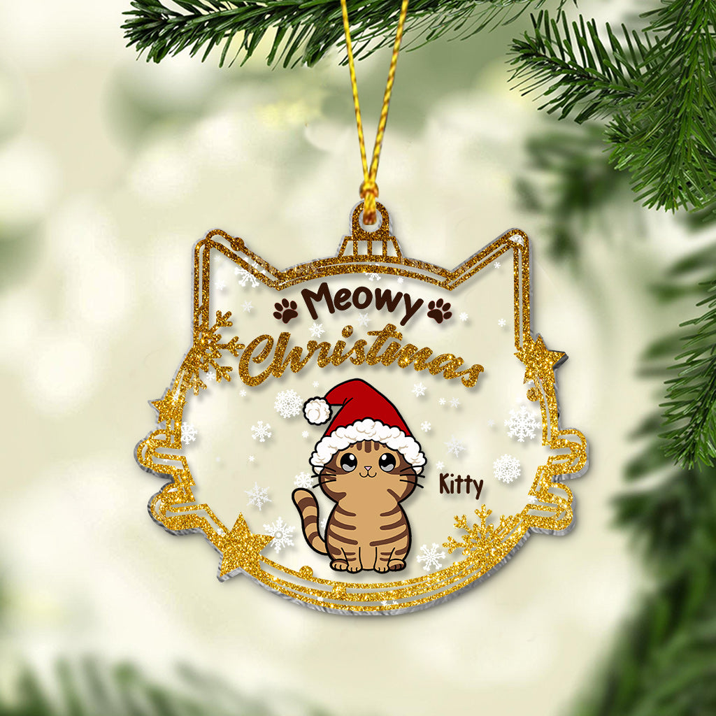 Meowy Christmas - Personalized Cat Layers Mix Ornament