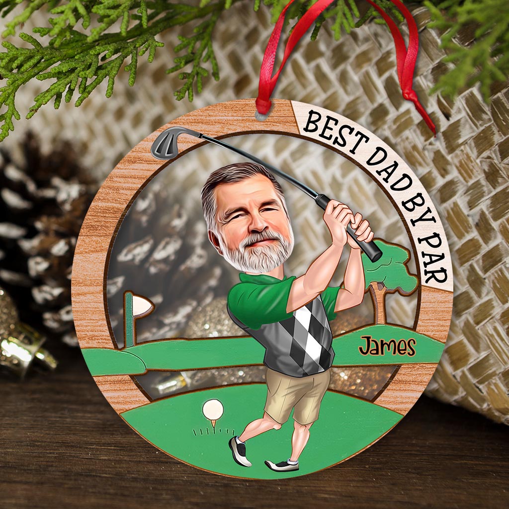 Best Dad By Par - Golf gift for dad, husband, boyfriend, him - Personalized Transparent Ornament