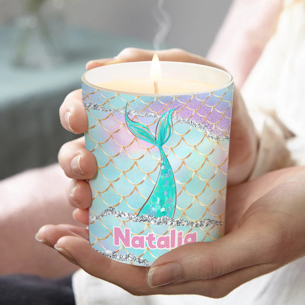 Beach Please I'm A Mermaid - Personalized Sea Lover Candle With Wooden Lid