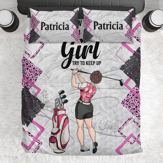 Golf Instruction - Golf gift for her, girlfriend, wife, daughter - Personalized Bedding Set