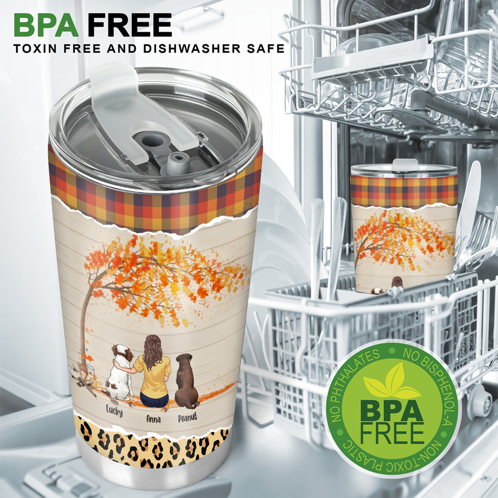 Just A Girl Who Loves Fall And Dogs - Personalized Dog Tumbler