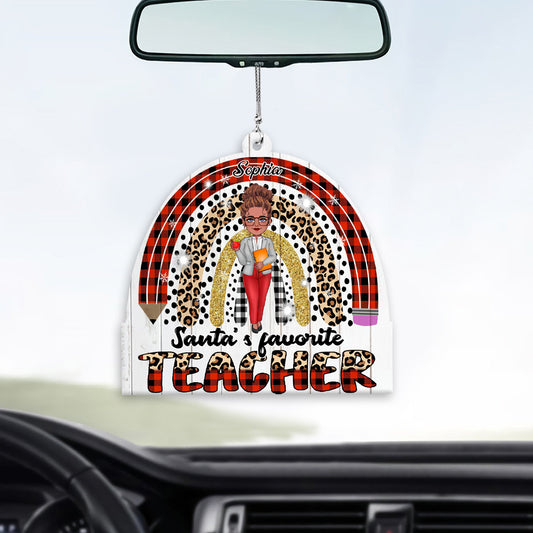 Santa's Favorite Teacher - Personalized Teacher Car Ornament