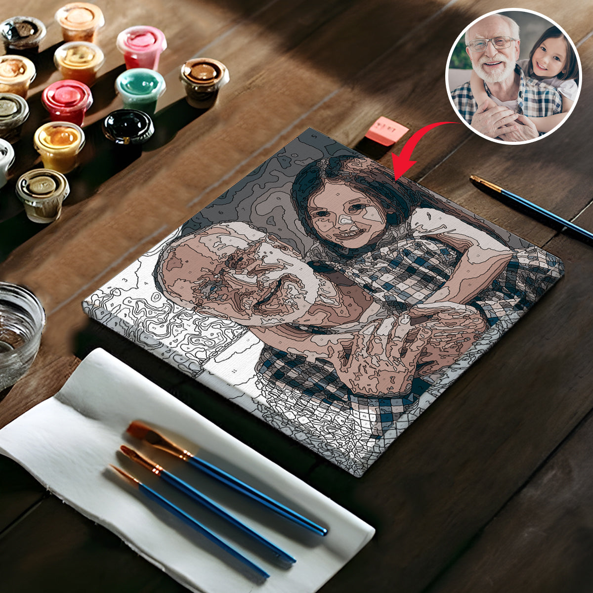 Custom Photo - Personalized Grandpa Paint By Numbers Kit