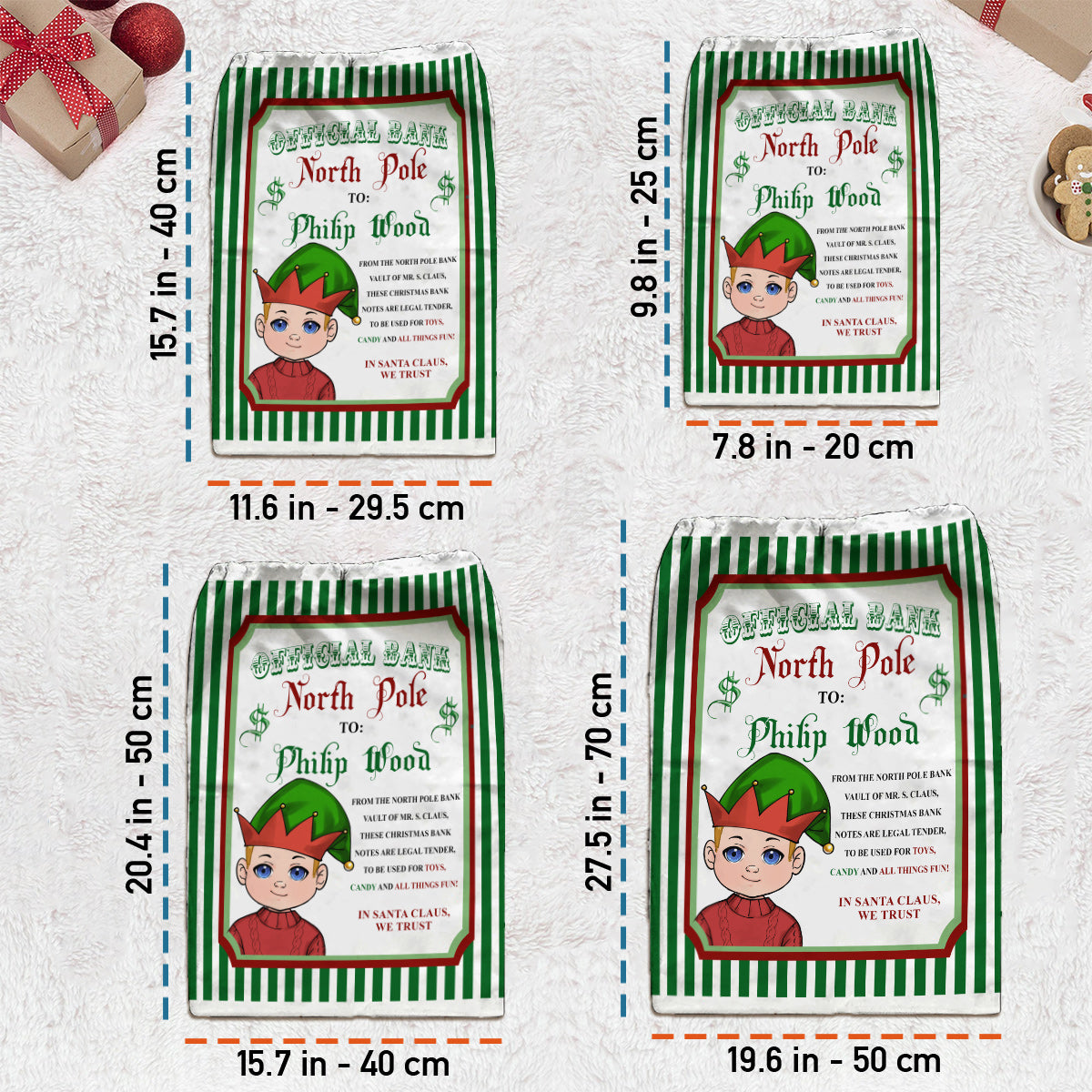 Official Bank North Pole - Personalized grandson Drawstring Tote Bag