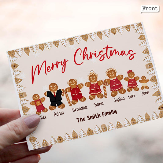 Christmas Gingerbread Family - Personalized QR Greeting Card