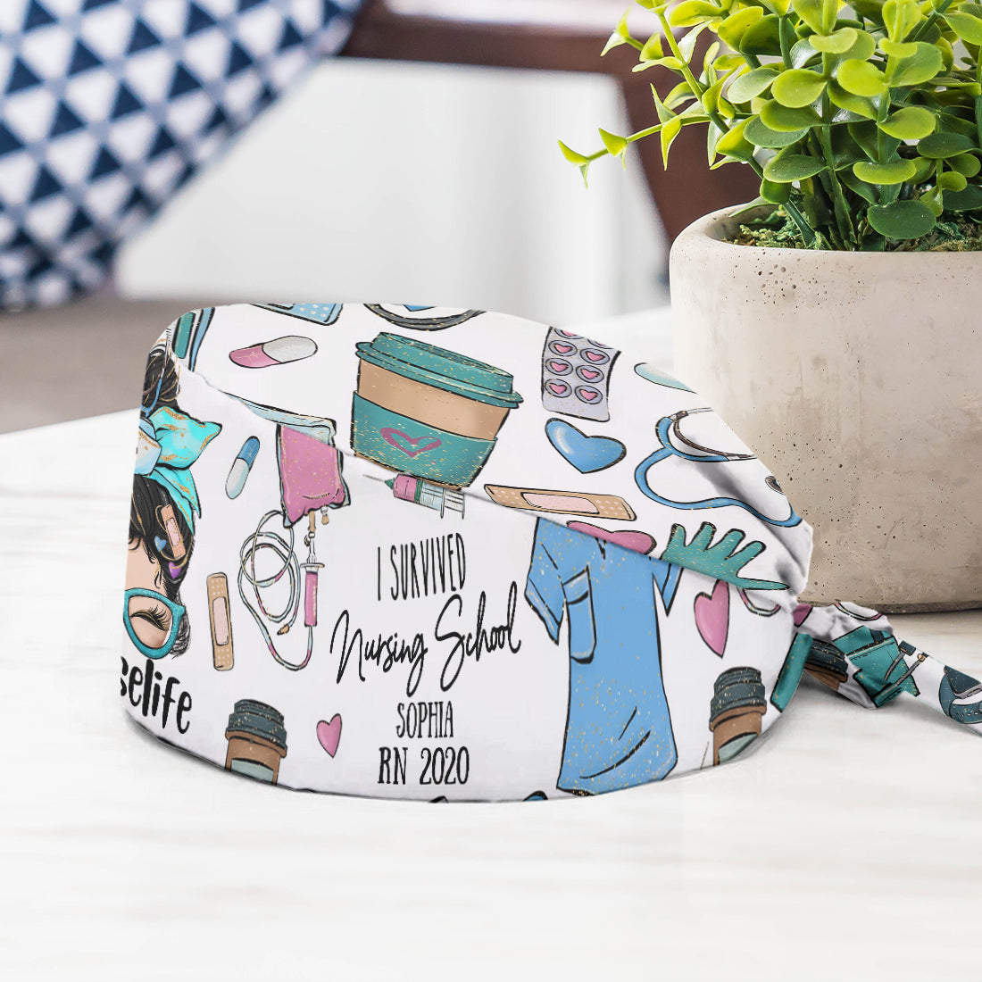 I Survived Nursing School - Personalized Nurse Scrub Cap