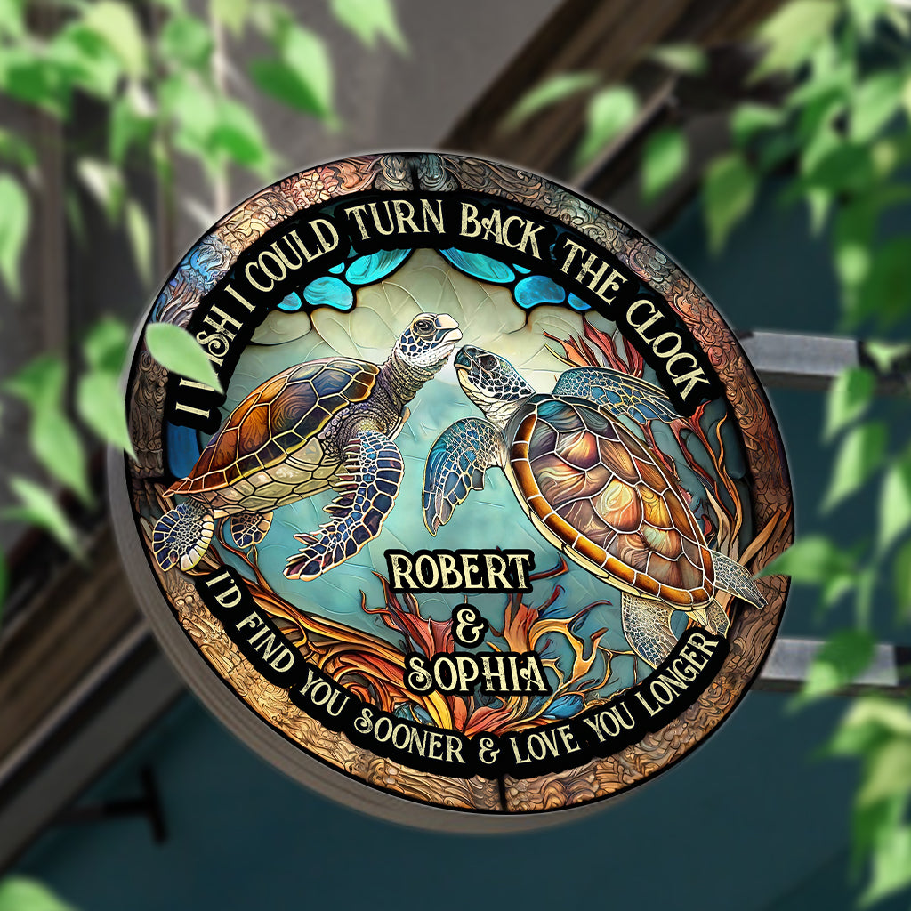 Turn Back The Clock - Personalized Turtle Round Metal Sign