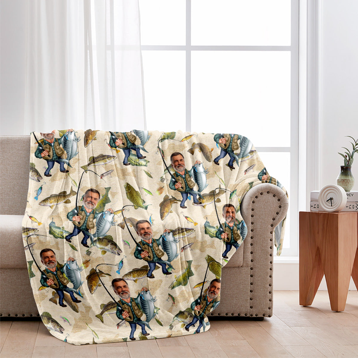 Photo Inserted Funny Fishing - Personalized Fishing Blanket