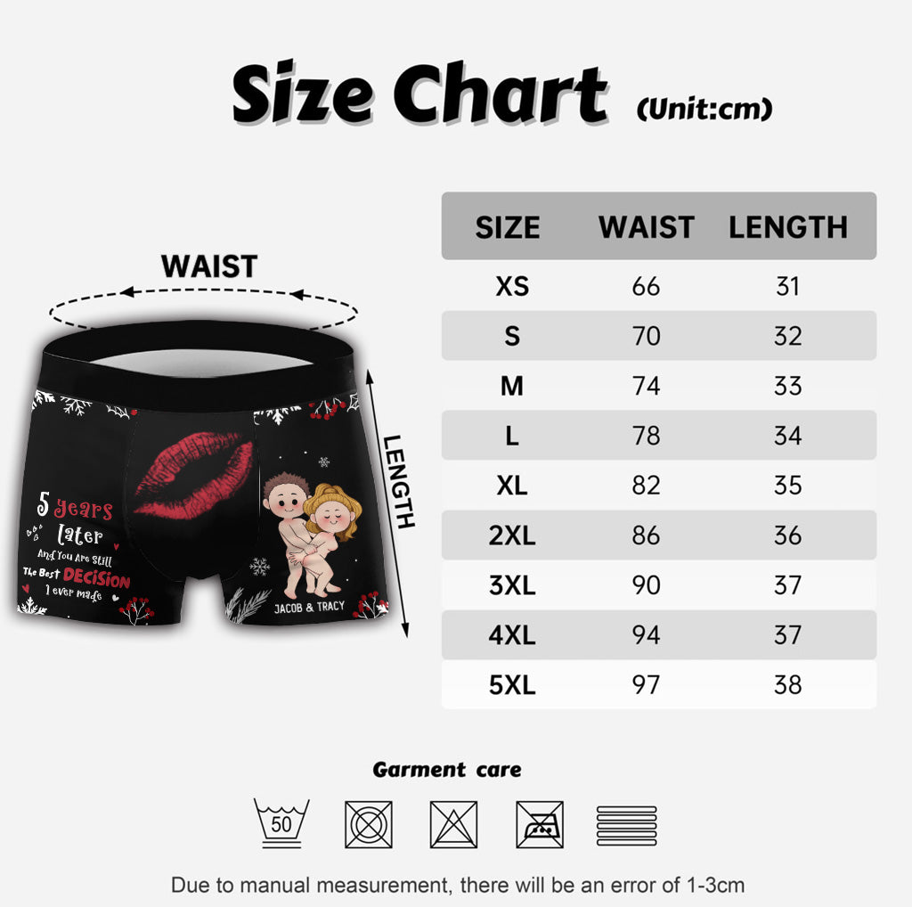 The Best Decision - Personalized Couple Men Boxer Briefs