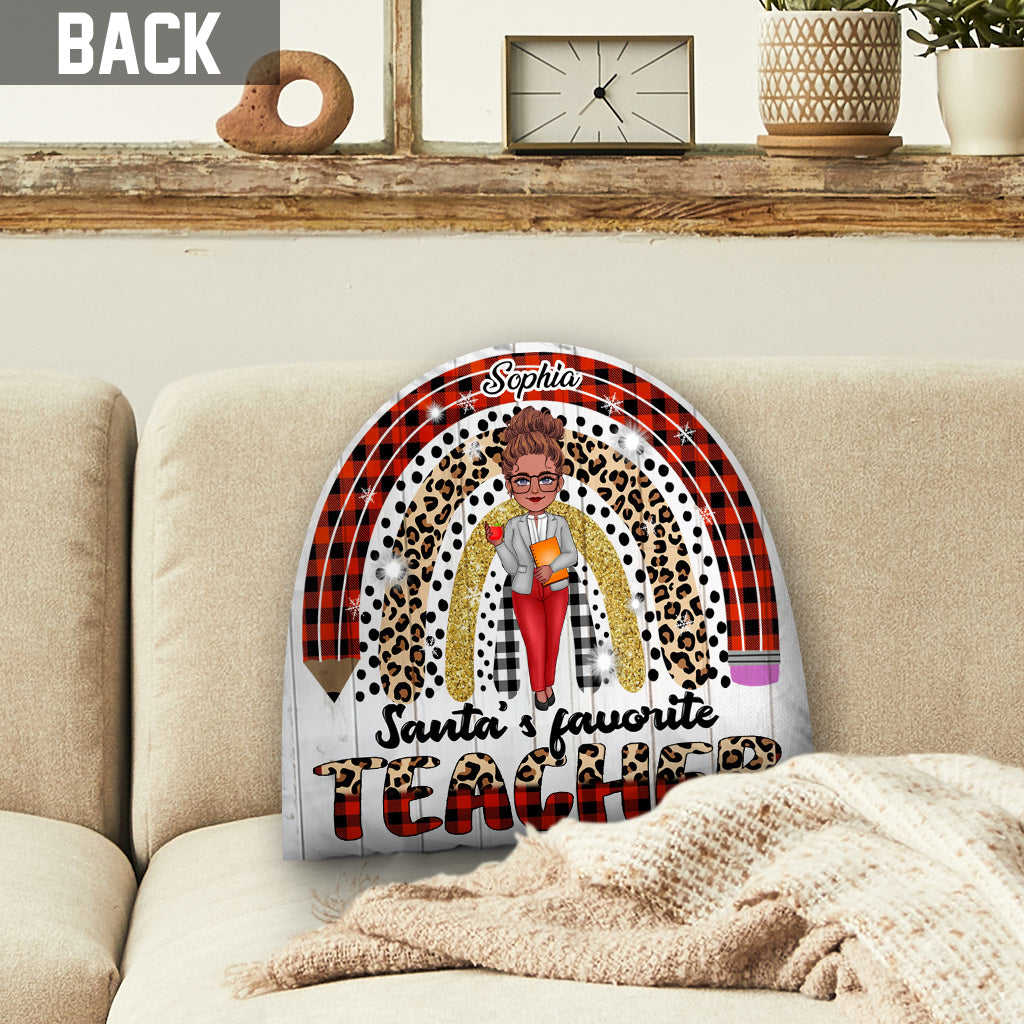 Santa's Favorite Teacher - Personalized Teacher One-sided Shaped Pillow