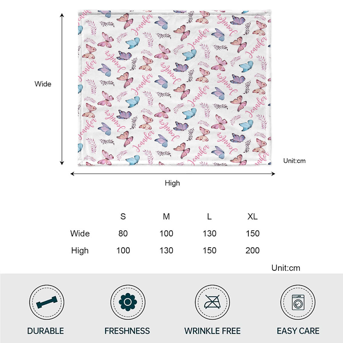 Butterfly Custom Name - Personalized Daughter Blanket