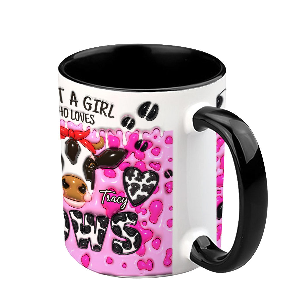 Just A Girl Who Loves Cow - Personalized Cow Accent Mug