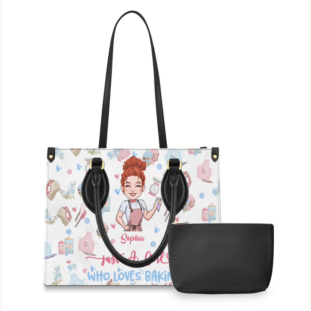 Just A Girl Who Loves Baking - Personalized Baking Leather Handbag