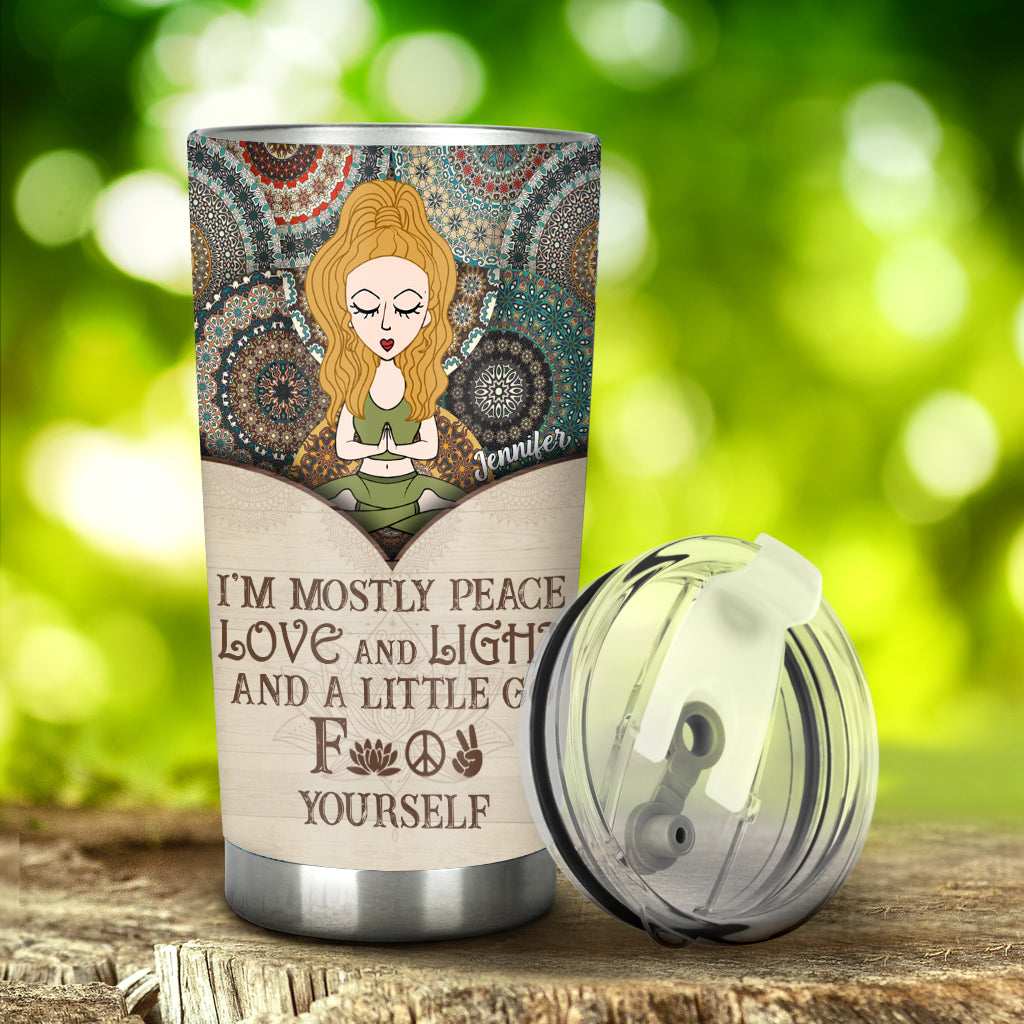 I'm Mostly Peace - Personalized Yoga Tumbler