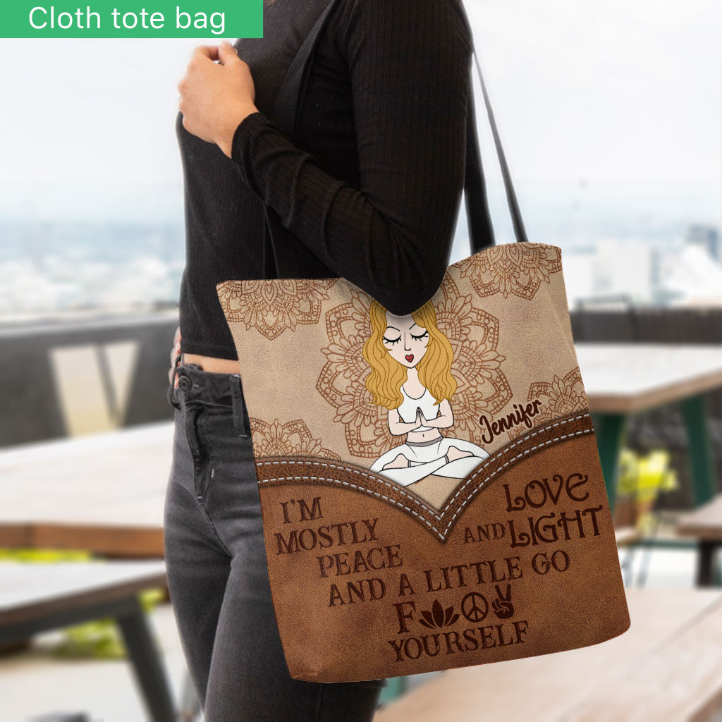 I'm Mostly Peace - Personalized Yoga Tote Bag