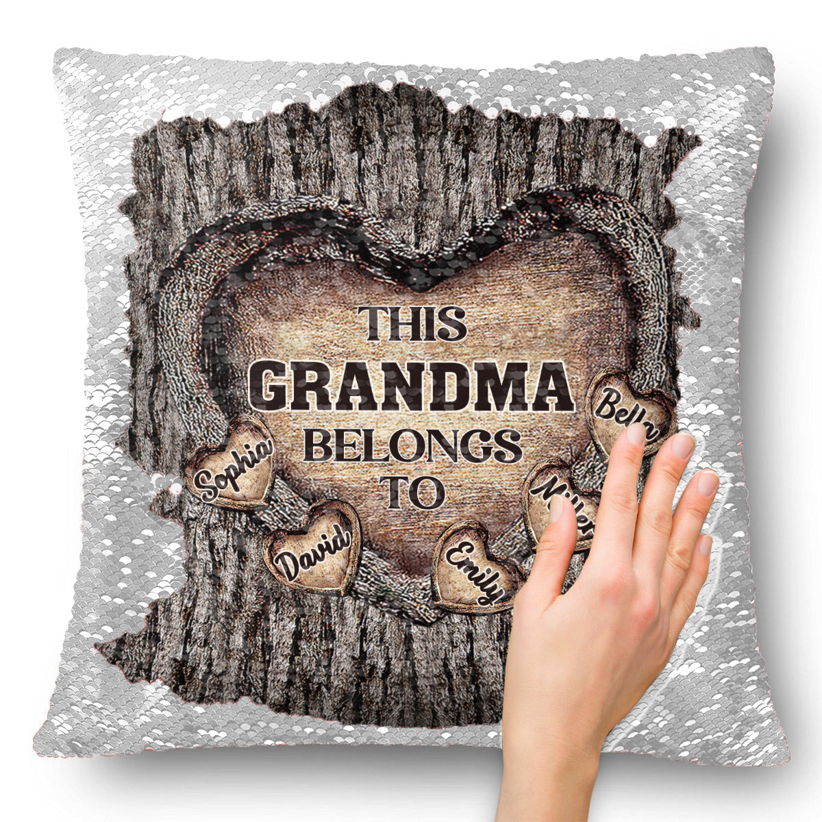 This Grandma Mom Mimi Nana Gigi Belongs To - Gift for grandma - Personalized Sequin Pillow Cover