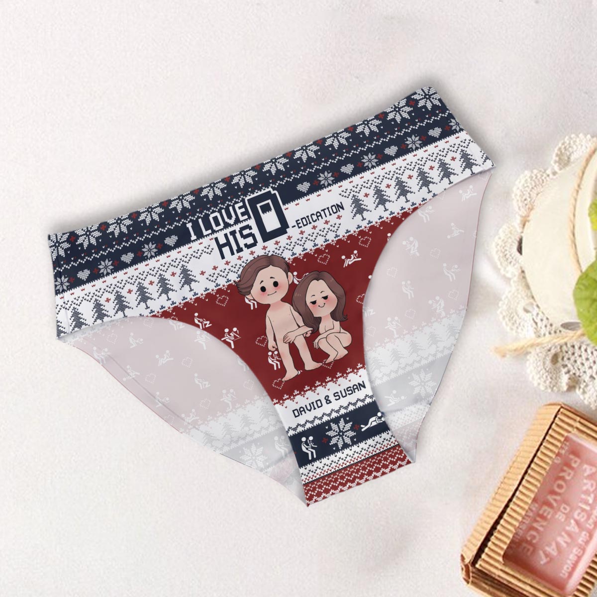I Love Her P I Love His D - Personalized Couple Women Briefs & Men Boxer Briefs