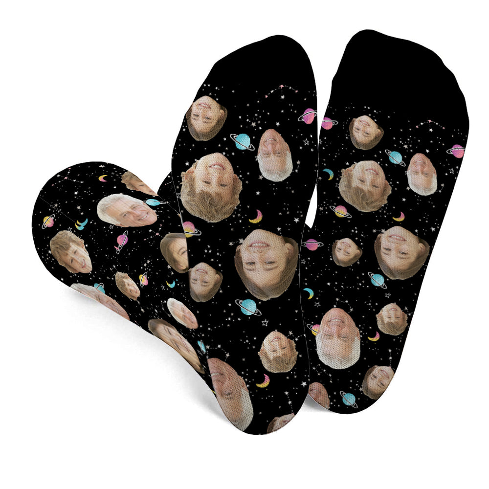 Custom Face Galaxy - Personalized Grandpa Socks