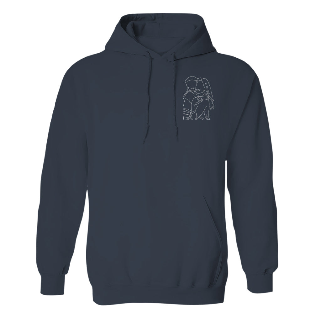 Custom Line Art - Personalized Step Mom Embroidered Hoodie