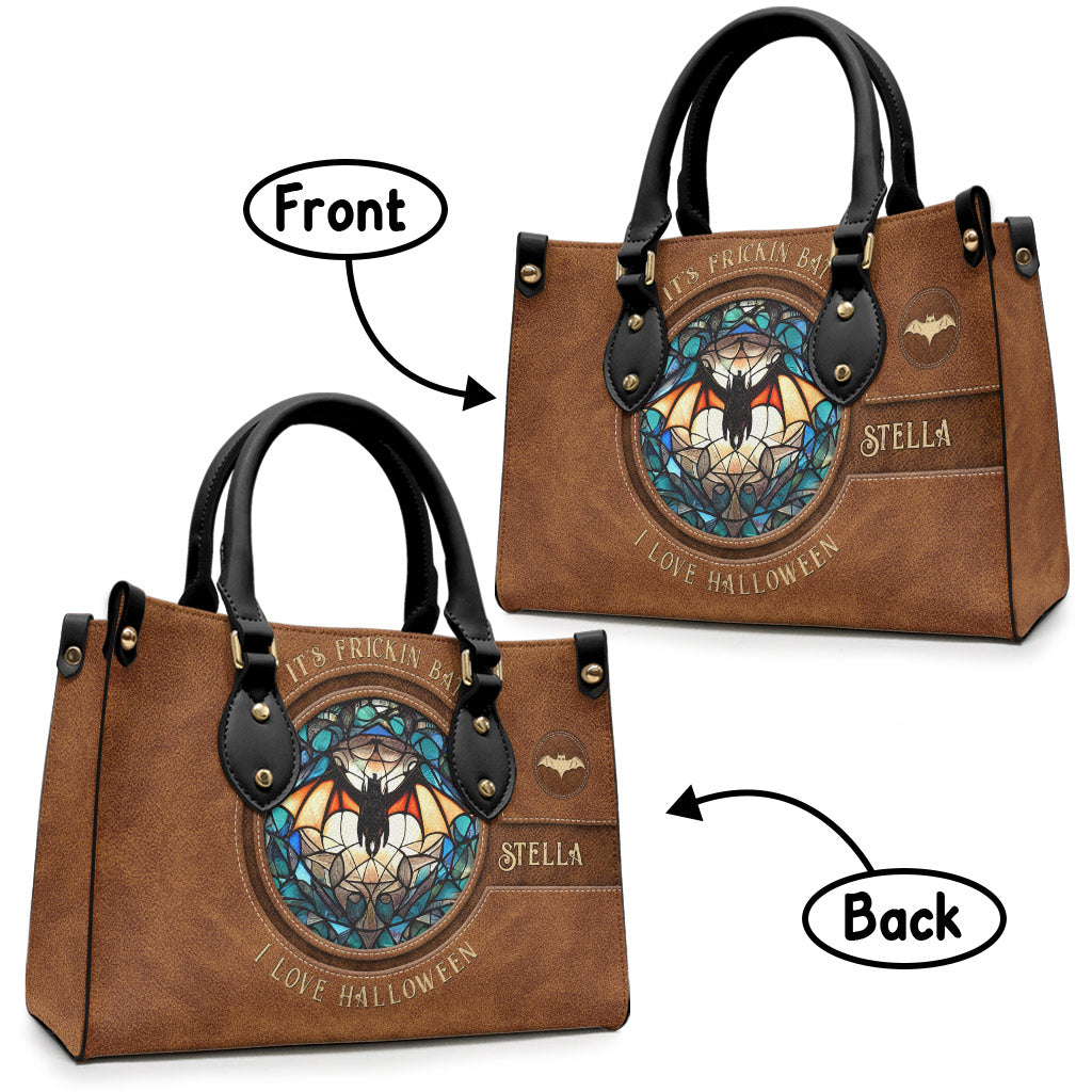 It's Frickin' Bat I Love Halloween - Personalized Witch Leather Handbag