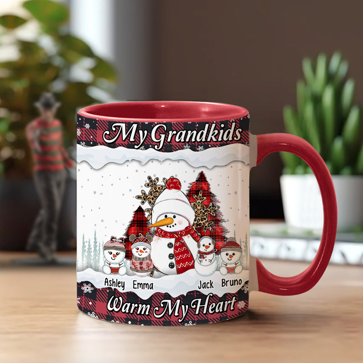 My Grandkids Warm My Heart - Personalized Grandma Accent Mug