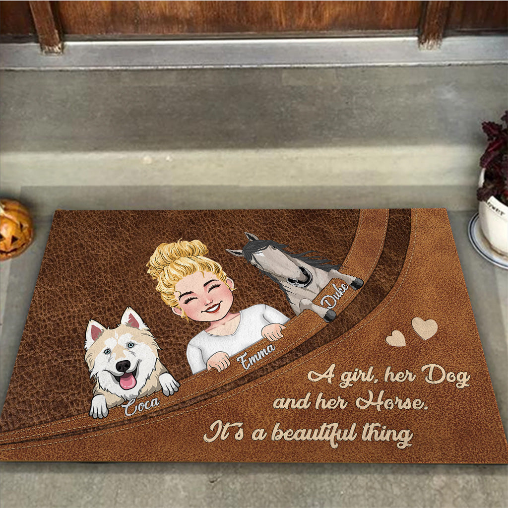 What A Beautiful Thing - Horse gift for dog lover, cat lover - Personalized Doormat