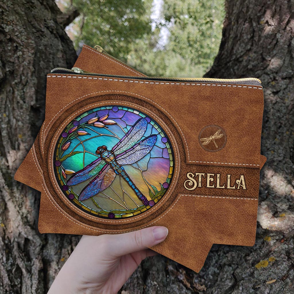 Stained Glass Dragonfly - Personalized Dragonfly Pouch