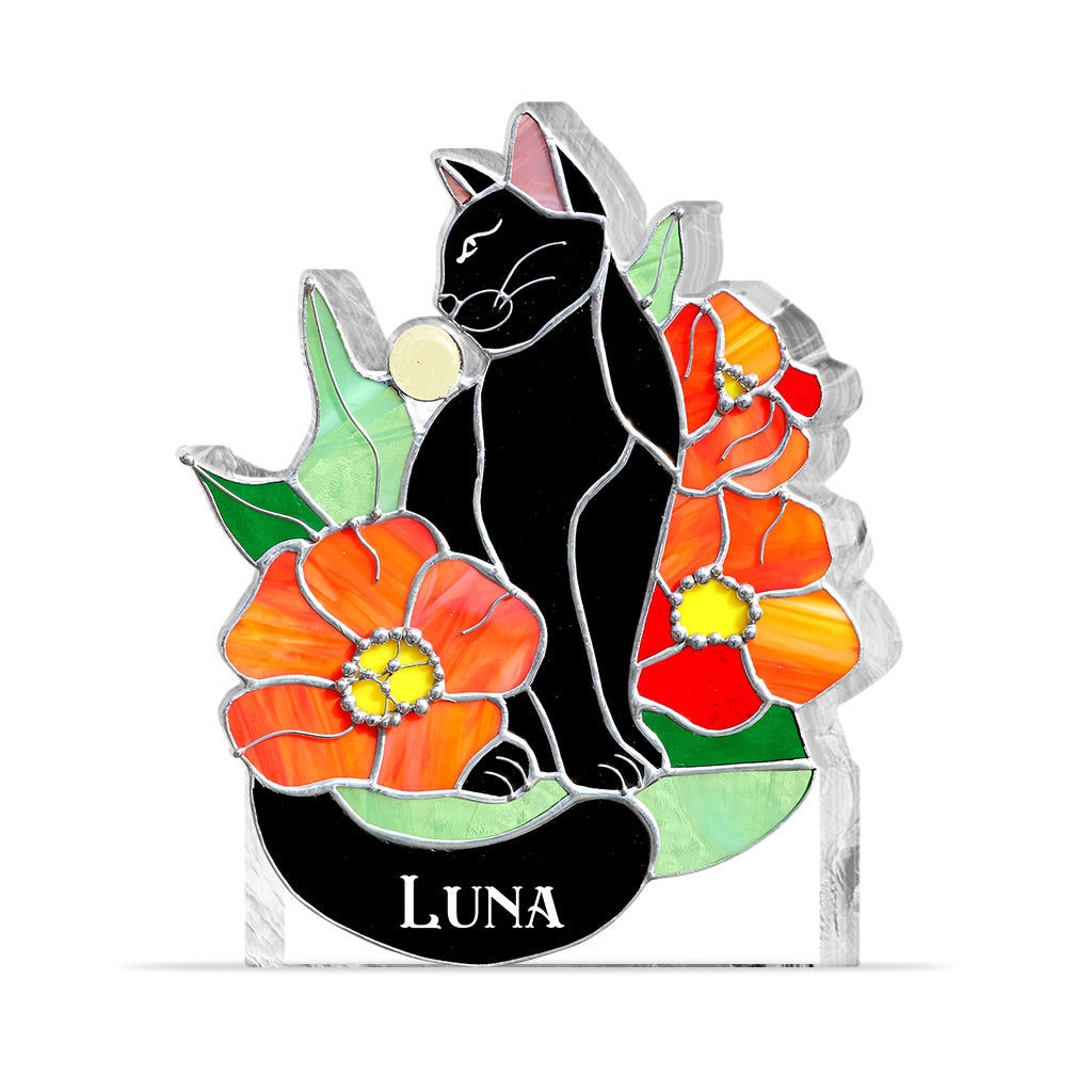 Black Cat - Personalized Black Cat Custom Shaped Acrylic Plaque