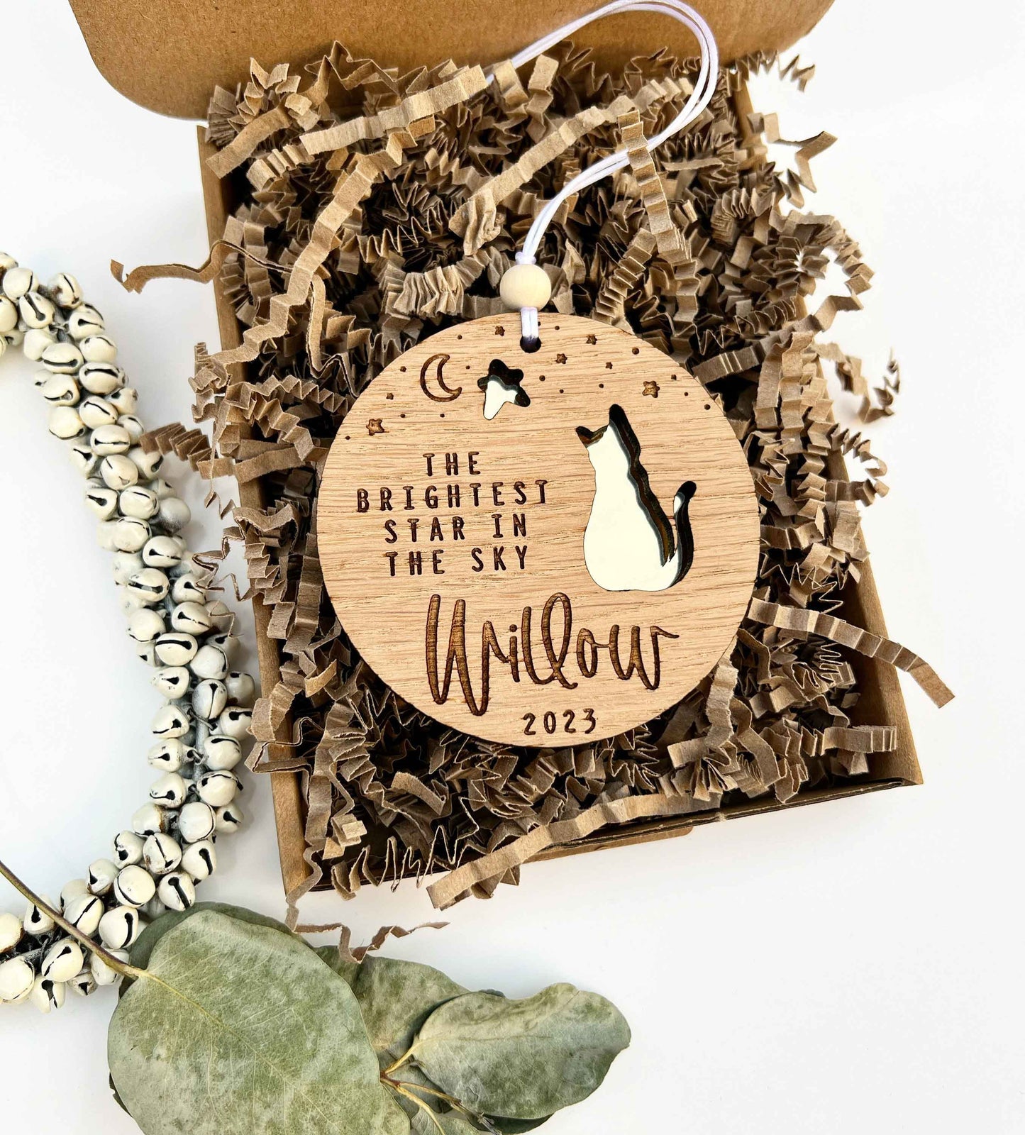 The Brightest Star In The Sky - Personalized Cat Mirrored Wooden Ornament