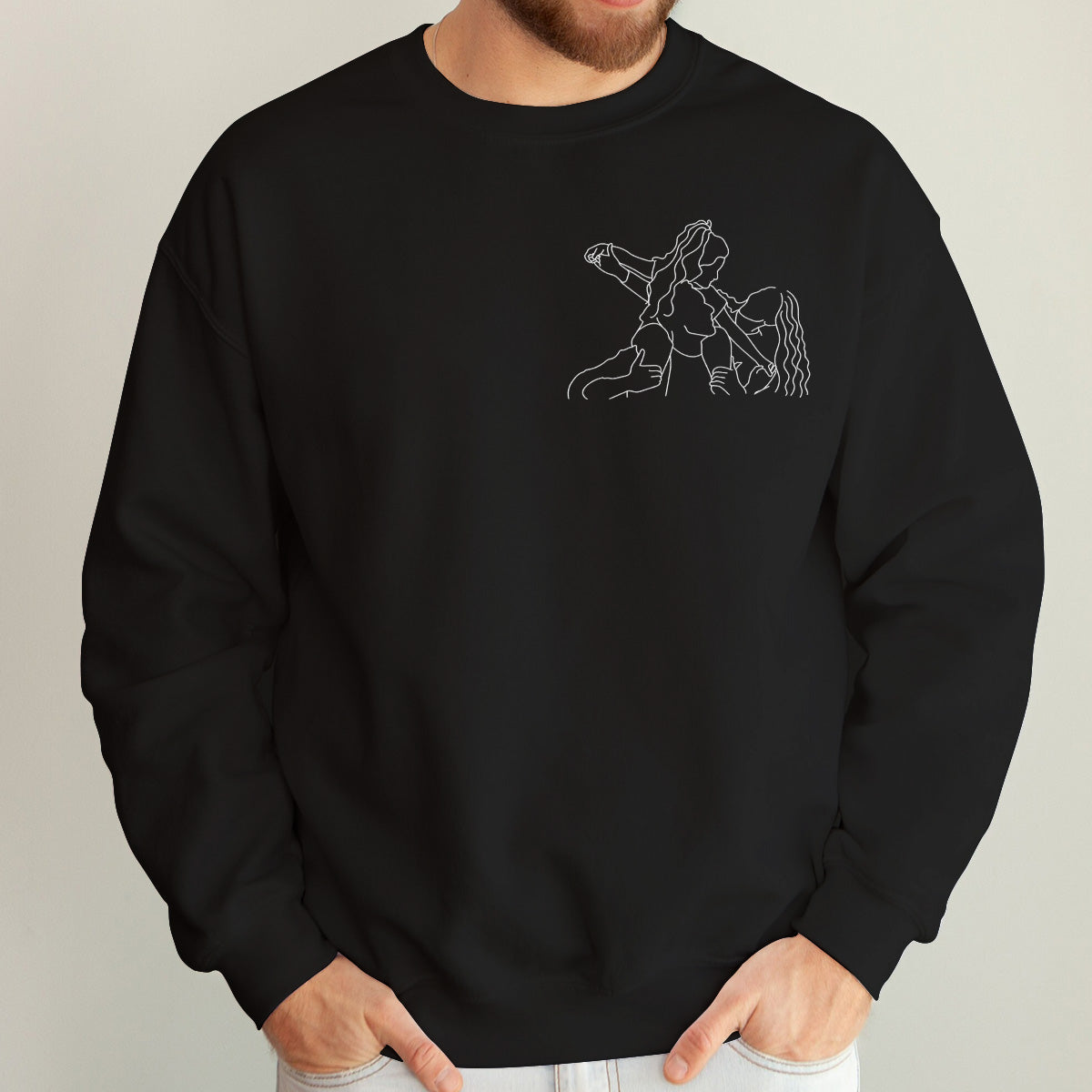 Custom Line Art - Personalized Family Embroidered Sweater