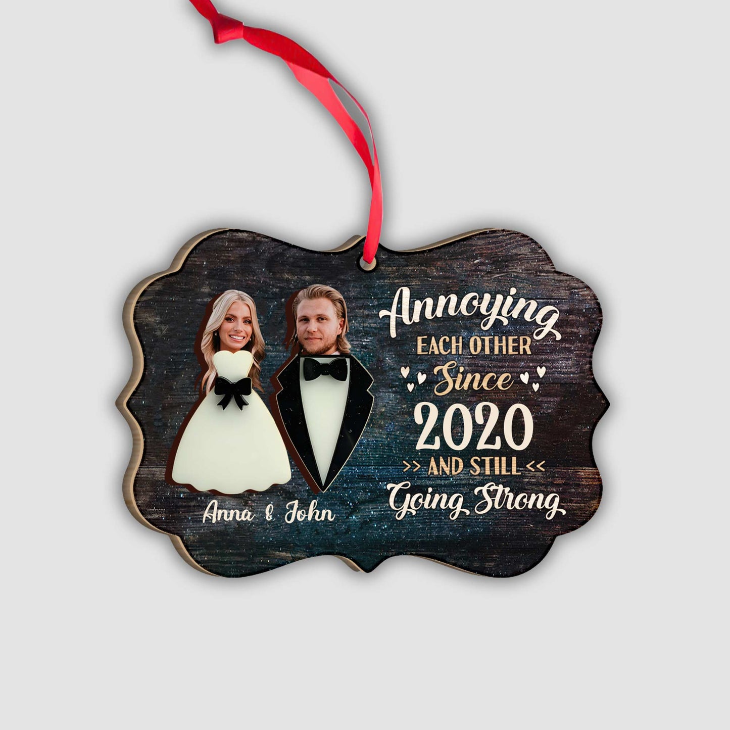 Annoying Each Other - Personalized Husband And Wife 2 Layered Piece Ornament
