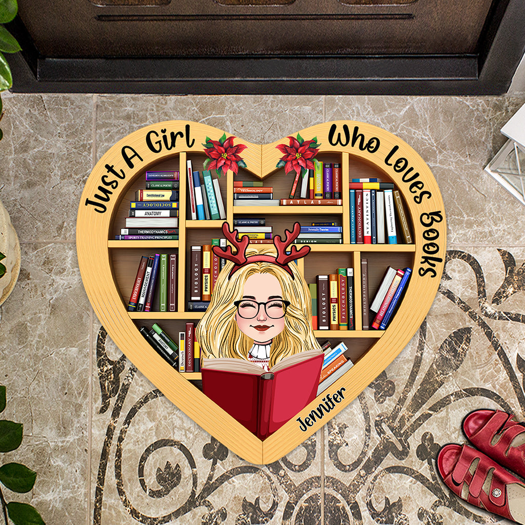 Just A Girl Who Loves Book - Personalized Book Shaped Doormat
