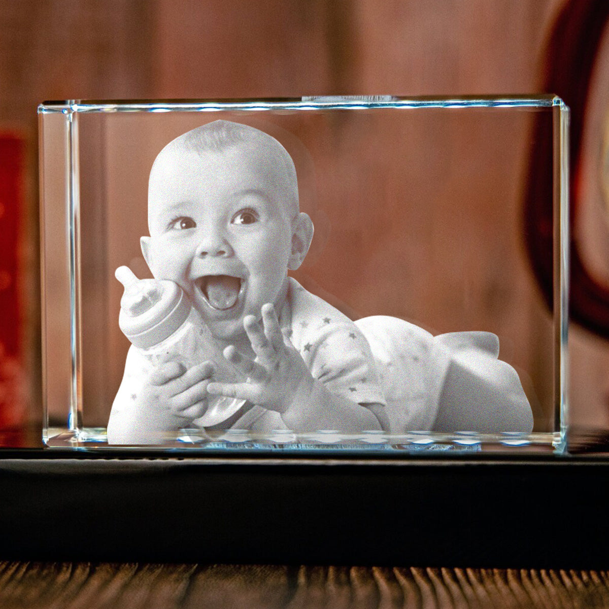 Custom Photo - Personalized Newborn Laser Engraving 3D Cuboid Shaped Crystal Lamp