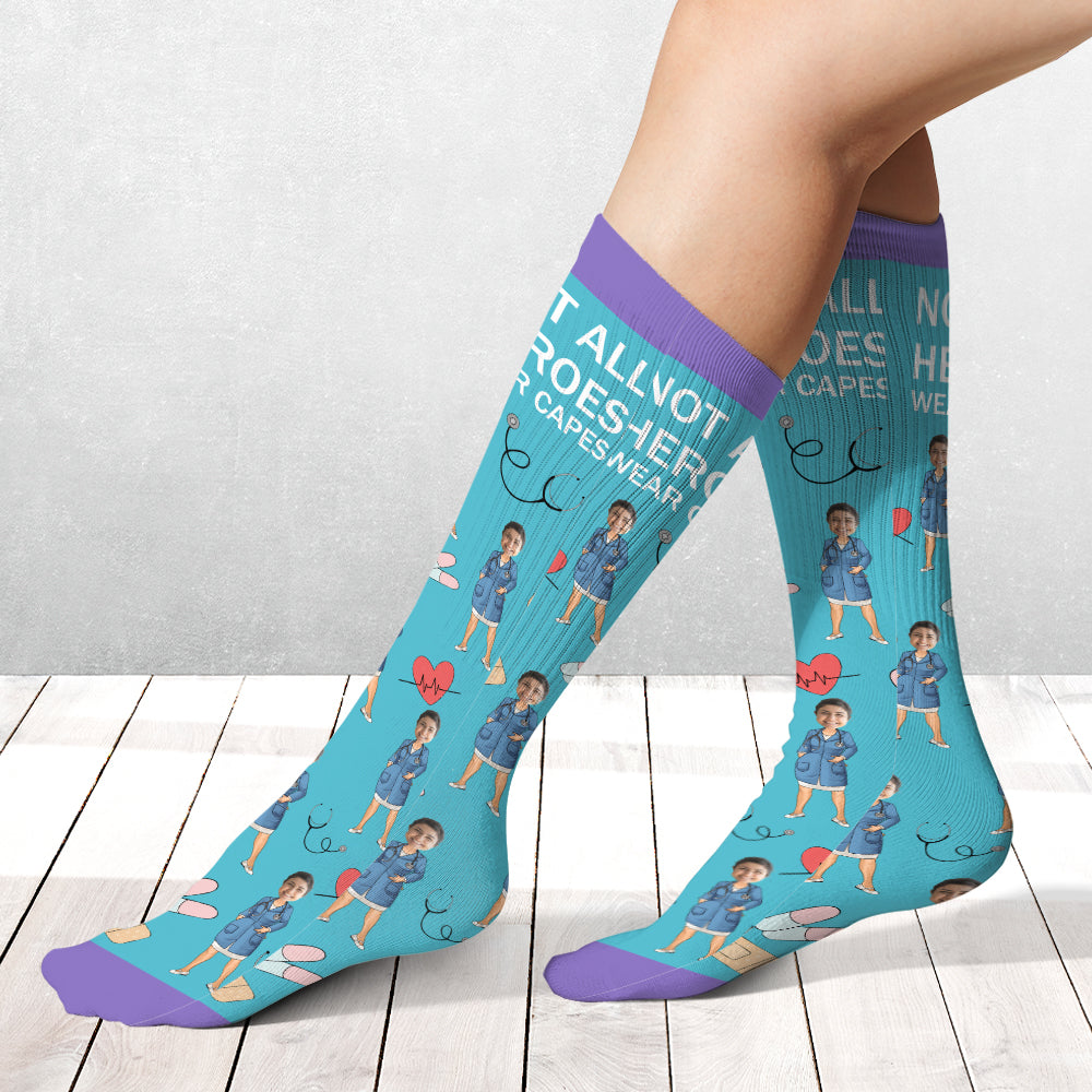 Not All Hero Wear Capes - Personalized Nurse Socks