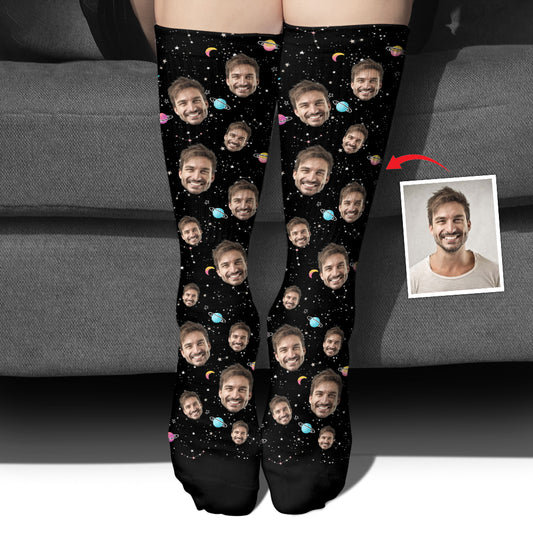 Custom Face Galaxy - Personalized Step Dad Socks