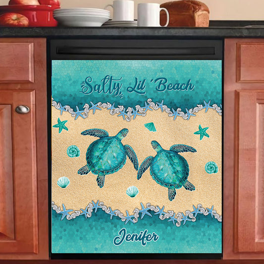 Salty Lil' Beach - Personalized Turtle Dishwasher Cover