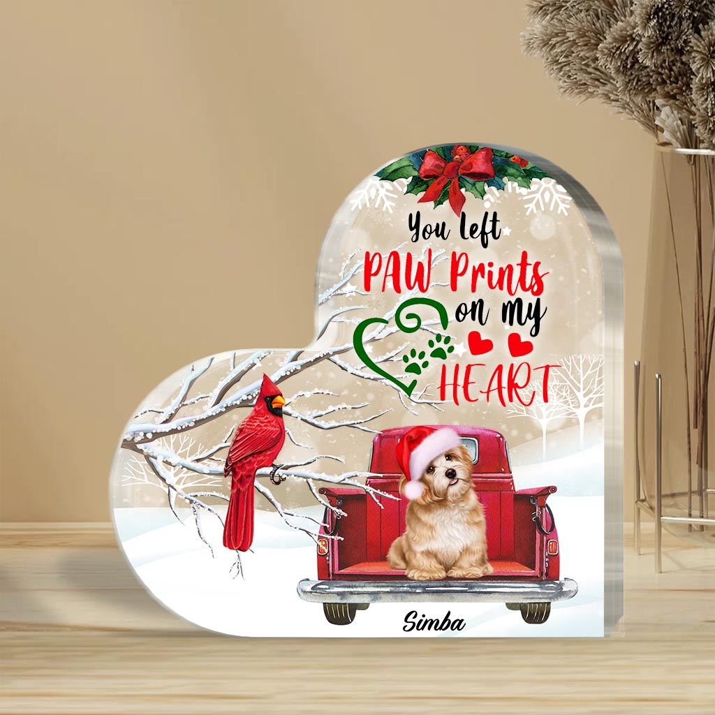 You Left Paw Prints On My Hearts - Personalized Dog Custom Shaped Acrylic Plaque