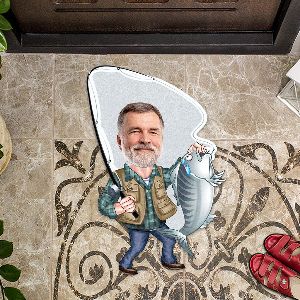 Love Fishing - Personalized Fishing Shaped Doormat