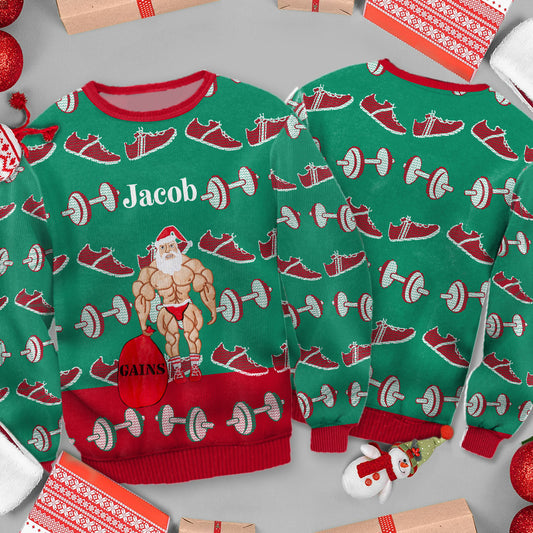 Gains - Personalized Fitness Ugly Sweater