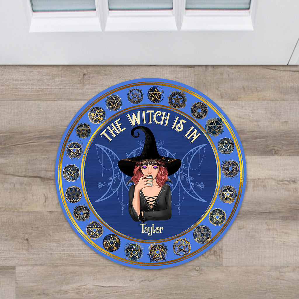 The Witch Is In - Personalized Witch Shaped Doormat