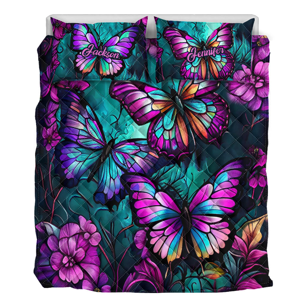 Beautiful Butterflies - Personalized Butterfly Quilt Set