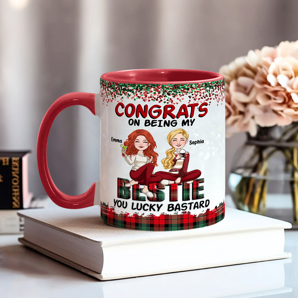 Lucky Bastard Besties - Personalized Bestie Accent Mug
