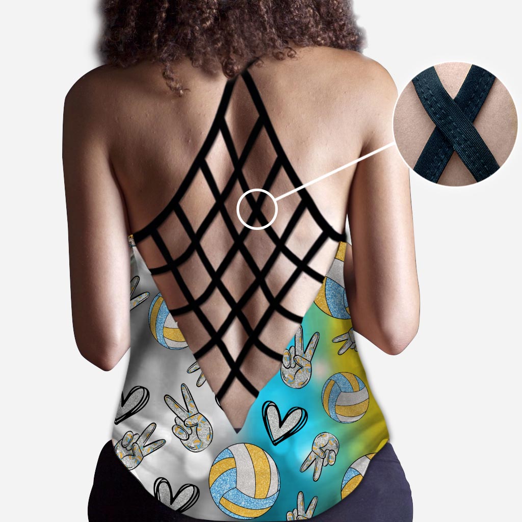 Cool Volleyball Mom - Personalized Volleyball Cross Tank Top